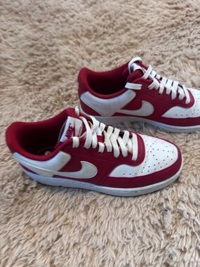Nike Red and White Low-Profile Sneakers